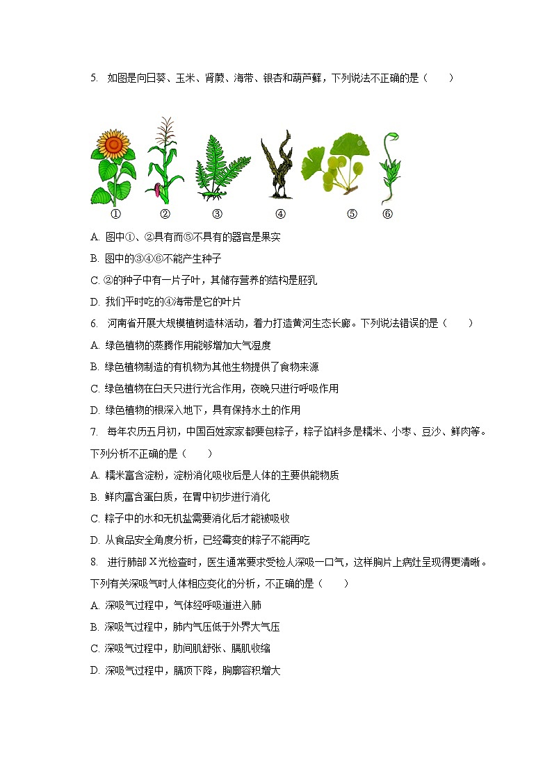 2023年河南省商丘市民权县中考生物一模试卷（含解析）02