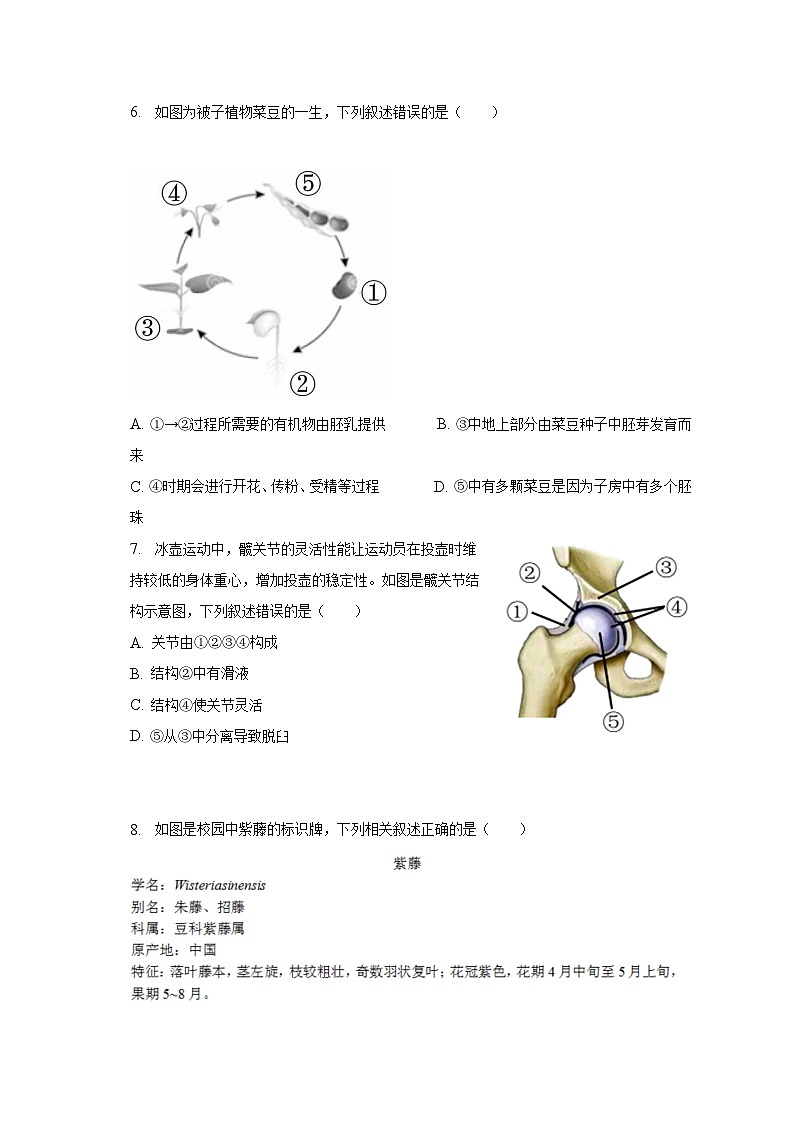 2023年内蒙古呼伦贝尔市牙克石市中考生物模拟试卷（含解析）02
