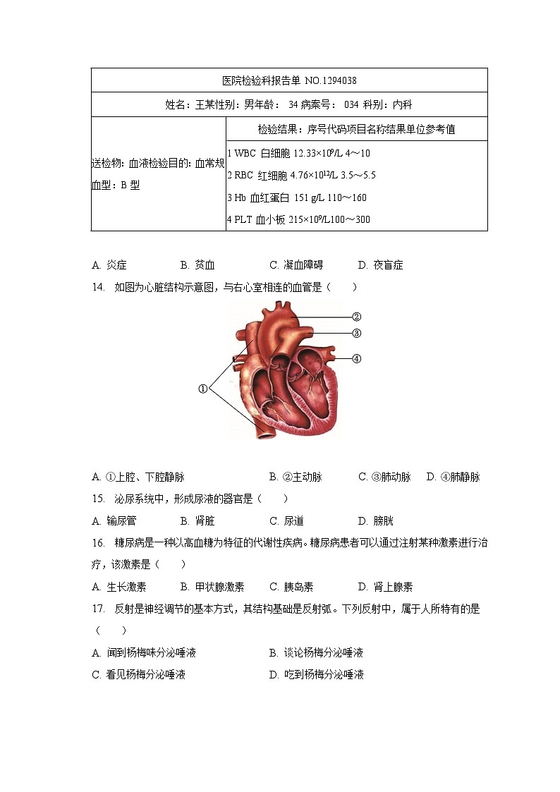 2023年云南省昆明市官渡区中考生物二模试卷（含解析）第3页