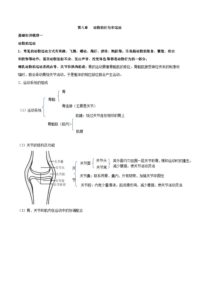 专题八 动物的行为和运动-2023年中考生物核心考点必背合集第1页