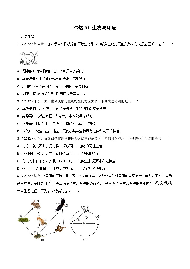 专题01 生物与环境-中考生物真题分项汇编 （全国通用）（第1期）01