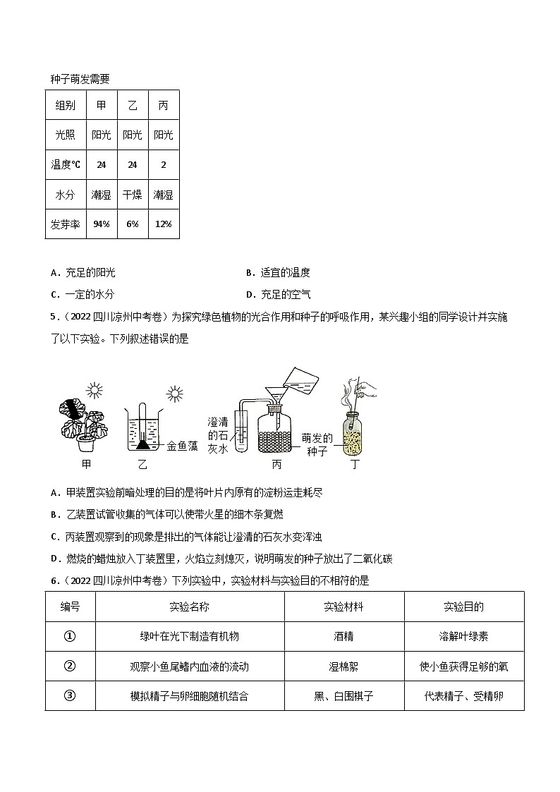 专题15 实验探究-中考生物真题分项汇编（全国通用）（第2期）02
