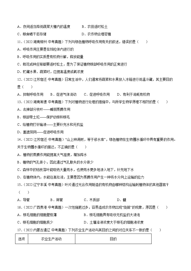 专题04 绿色植物的蒸腾作用、光合作用和呼吸作用-中考生物真题分项汇编（全国通用）（第4期）（原卷版）第2页