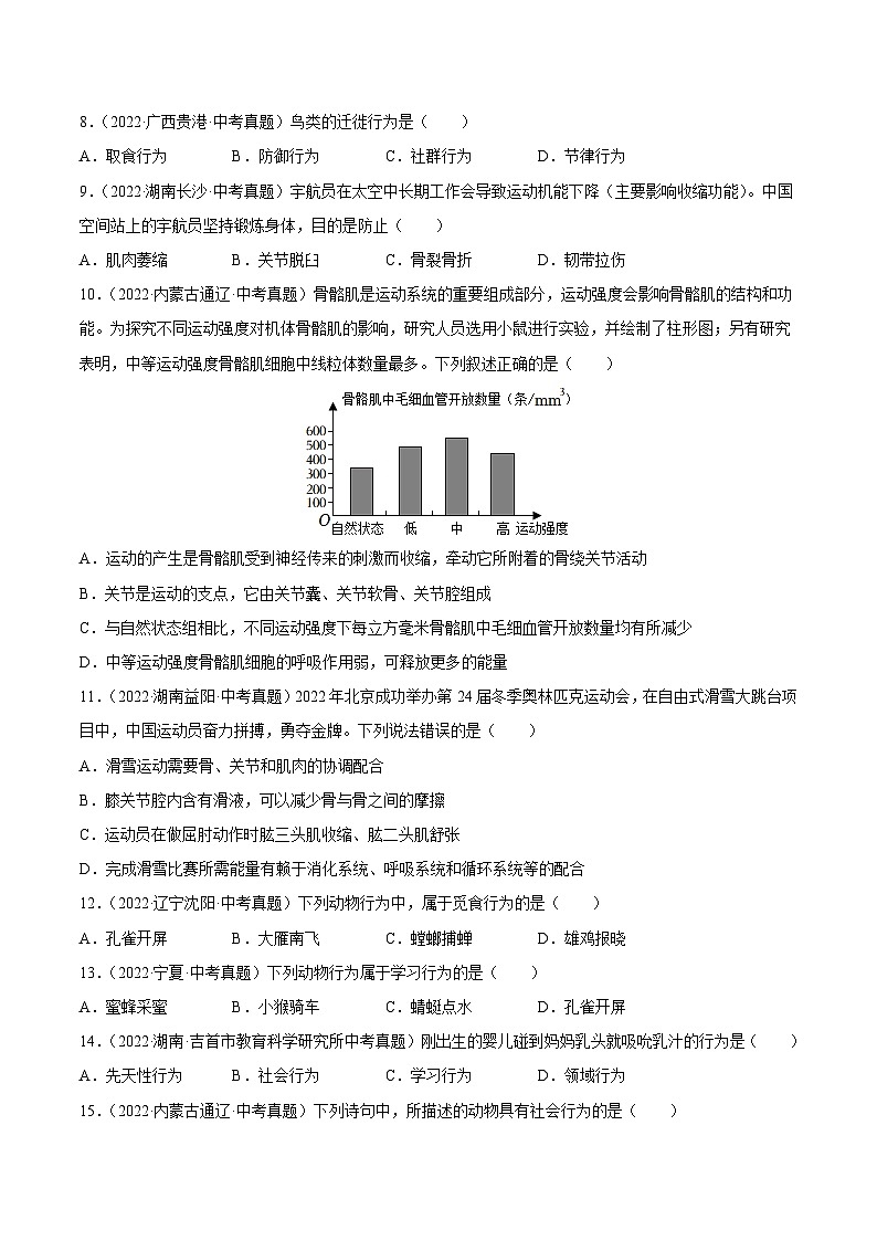 专题08 动物的运动和行为-中考生物真题分项汇编（全国通用）（第4期）02