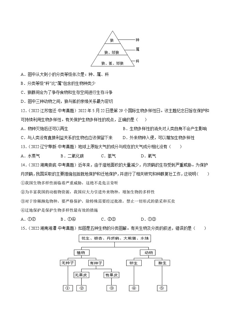 专题10 生物的分类、进化和多样性保护-中考生物真题分项汇编（全国通用）（第4期）（原卷版）第2页