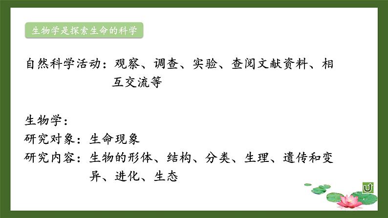 北师大版七年级上册生物教学课件 第1单元 认识生命 单元复习07