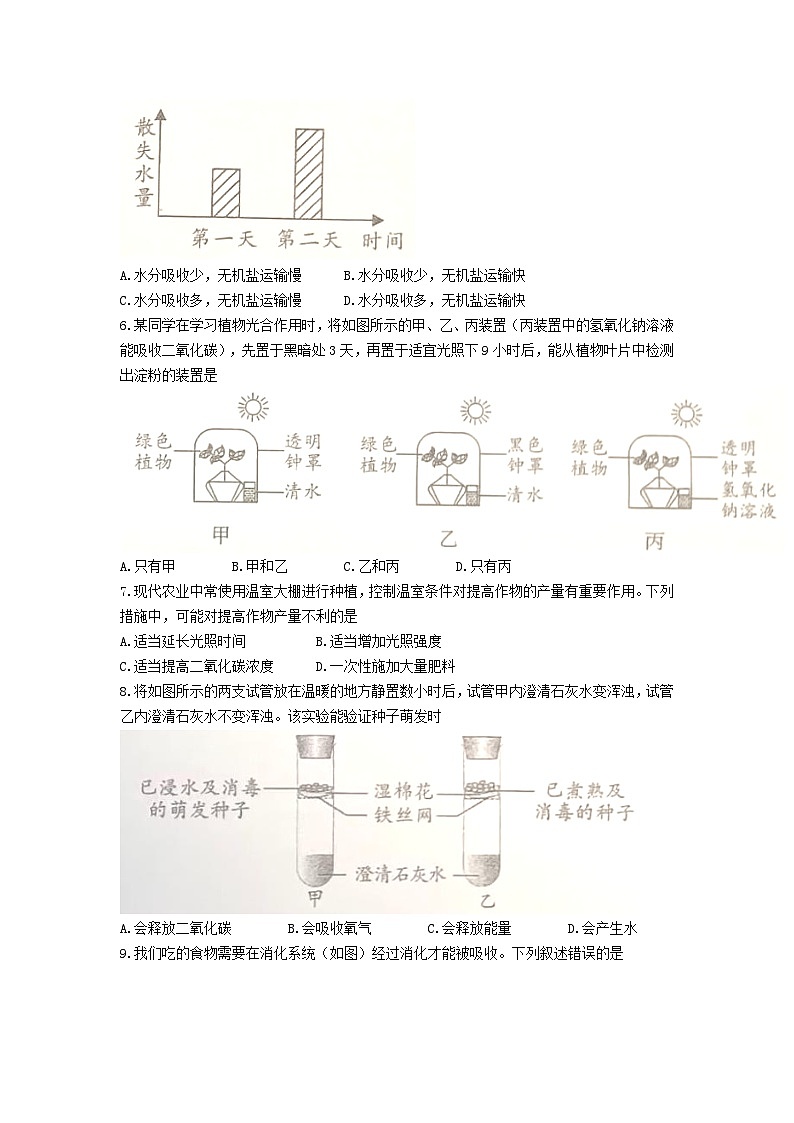 2023年四川省成都市中考生物真题(无答案)02