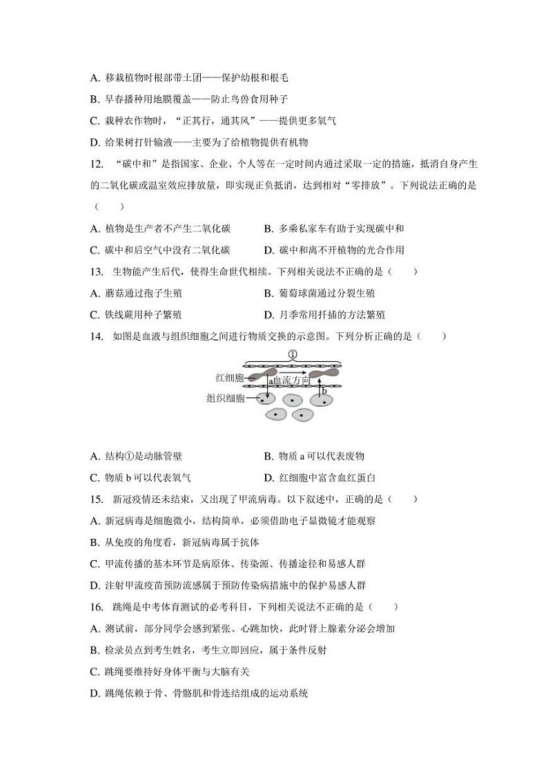 2023年宁夏银川市重点中学中考生物二模试卷（含解析）第3页