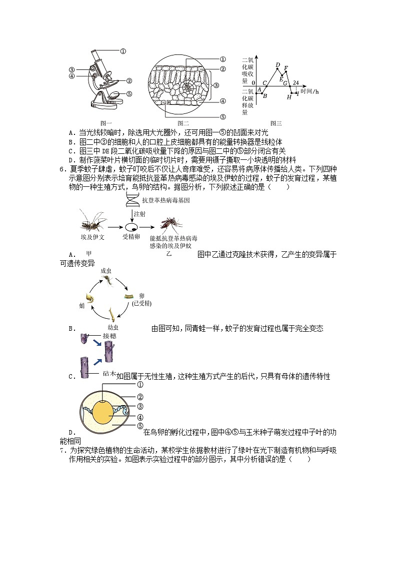 2023年四川省达州市中考生物真题02
