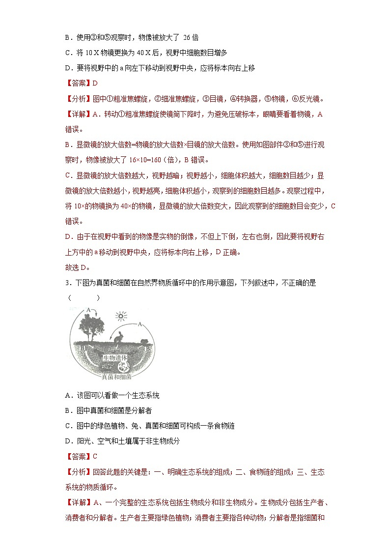 卷01-【押题演练】备战2023年中考生物全真模拟押题卷（吉林卷）（解析版）02