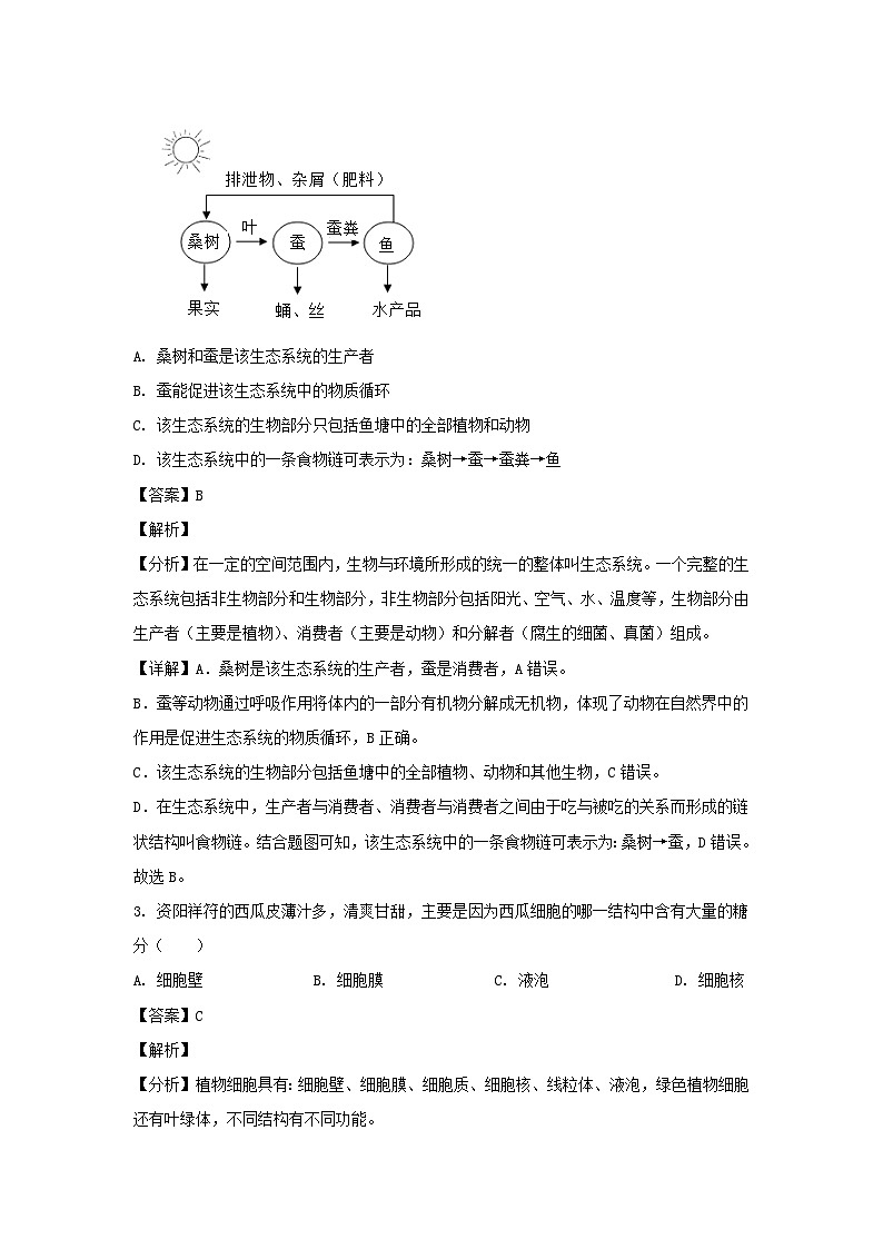 _2022年四川省资阳市中考生物真题及答案02