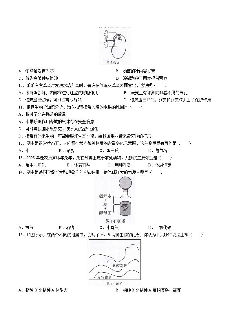 2023年广东省河源市连平县中考二模生物试题（含答案）03