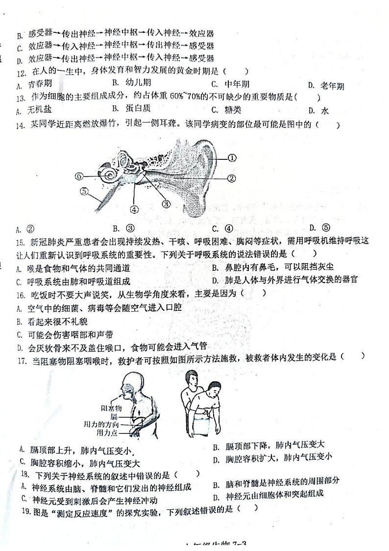 河南省信阳市淮滨县2022-2023学年七年级下学期期末生物试题03
