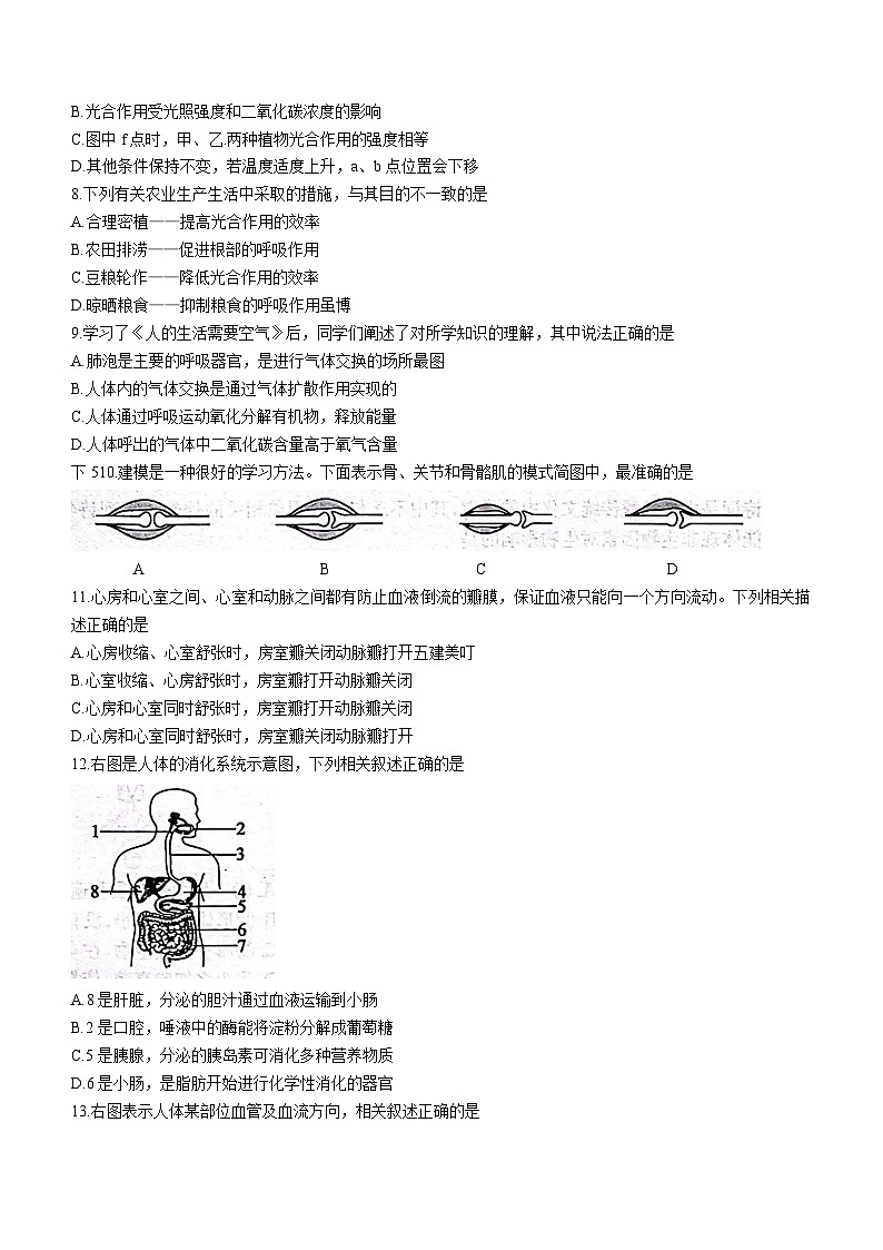 2023年山东省滨州市中考生物中考真题(无答案)03