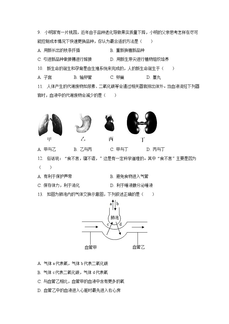 2023年河南省南阳市西峡县中考生物三模试卷（含解析）03