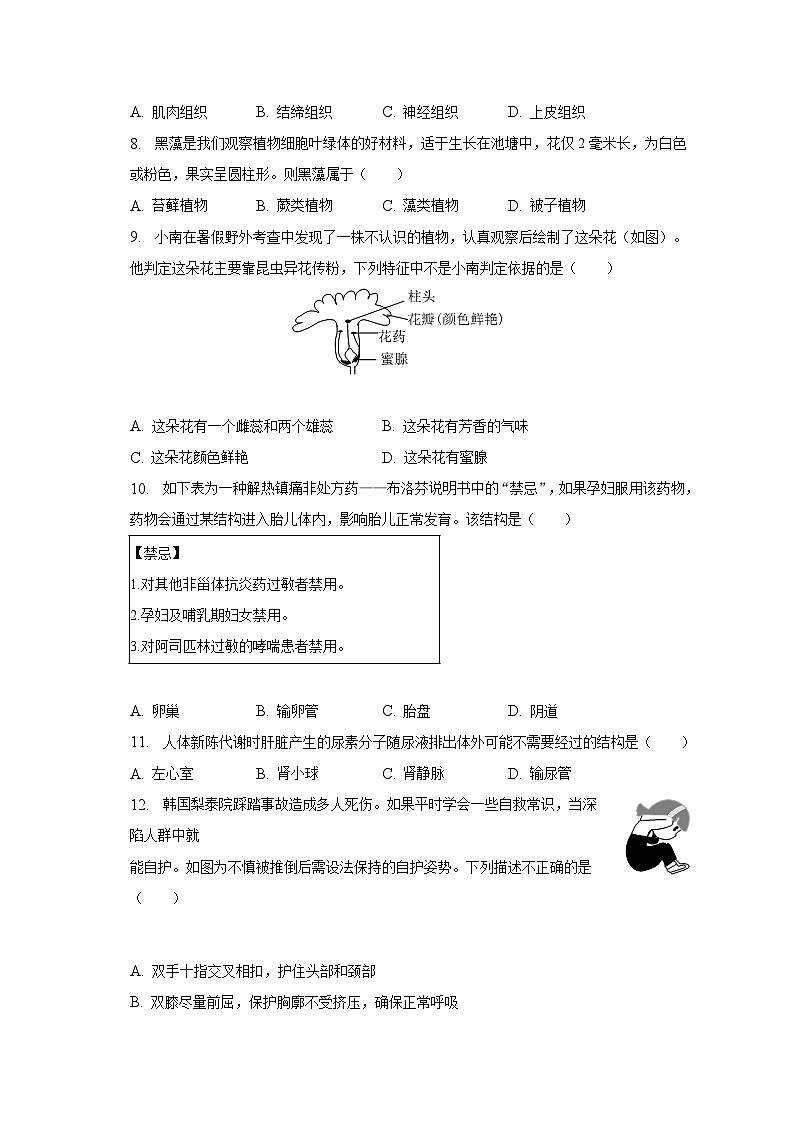 2023年湖南省长沙市中考生物一模试卷（含解析）02