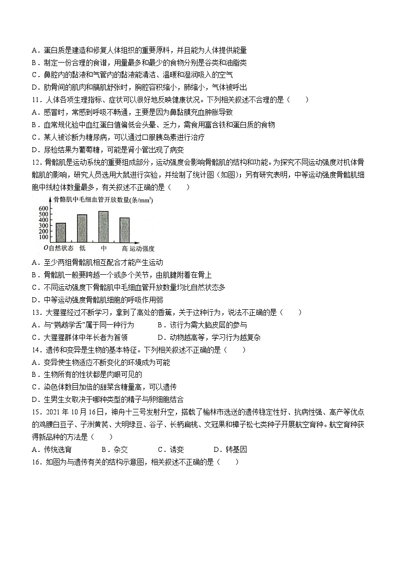 2023年河南省洛阳市孟津县中考一模生物试题（含答案）03