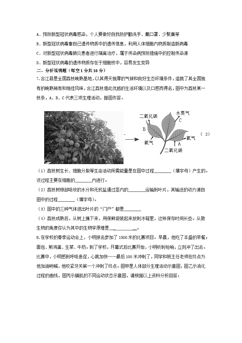 2023年四川省泸州市合江县中考模拟（六）生物试题（含答案）02