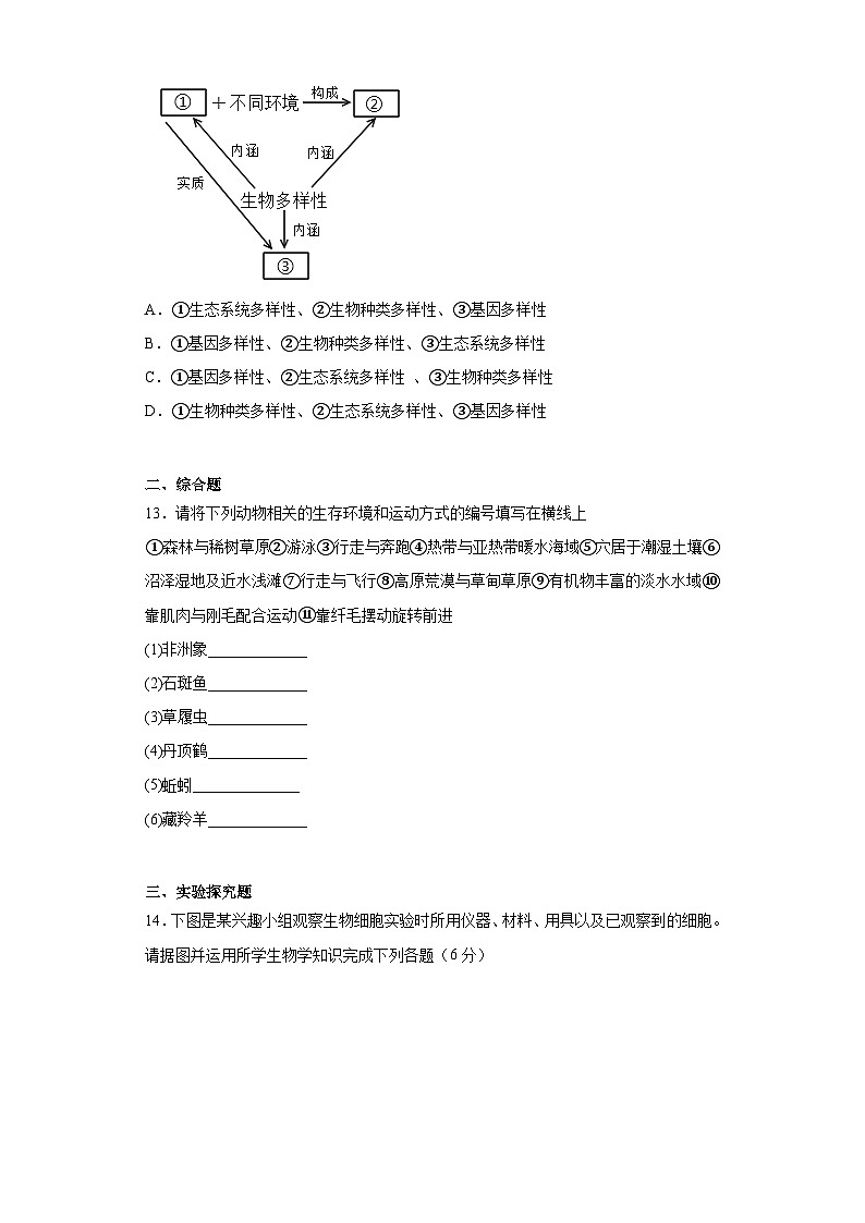 2022年青海省西宁市城区生物生物真题（含答案）03