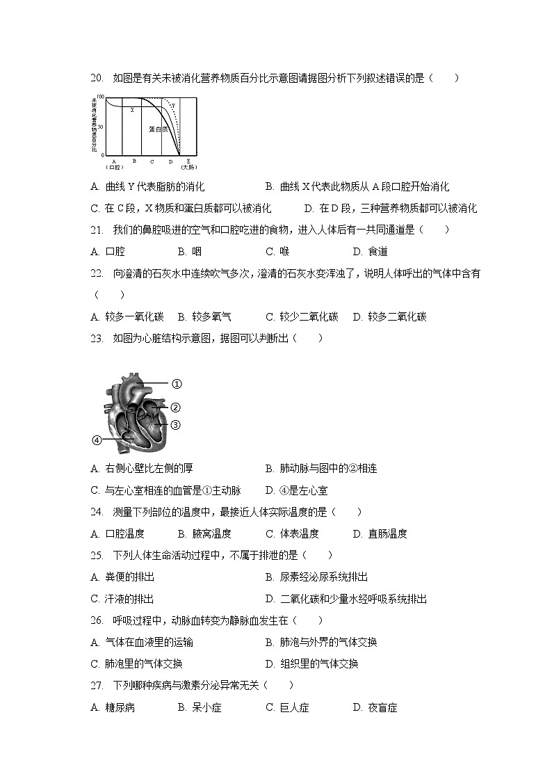江苏省南京市郑和外国语学校2022-2023学年七年级下学期期末测试生物试卷第3页