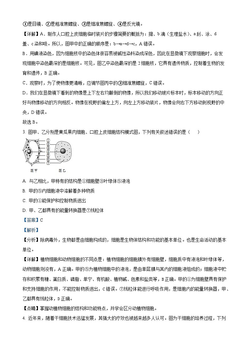 精品解析：2023年山东省临沂市中考生物真题02