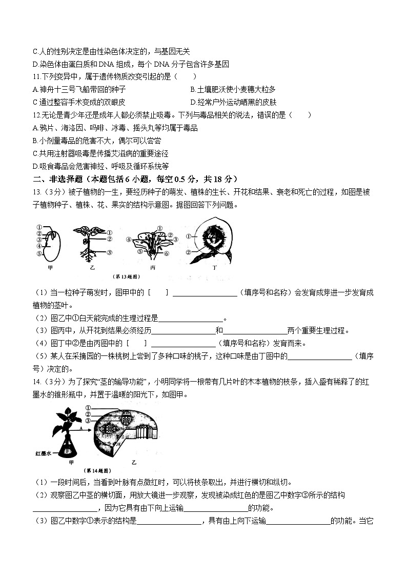 2023年吉林省白山市抚松县三校中考三模生物试题（含答案）03