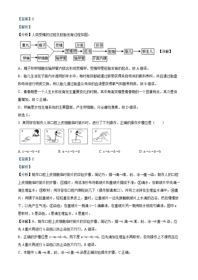 2023年四川省广安市中考生物真题（解析版）02