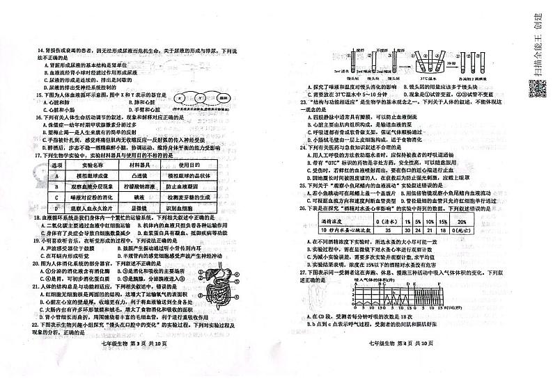 山东省青岛市城阳区2022-2023学年七年级下学期期末考试生物试题第2页