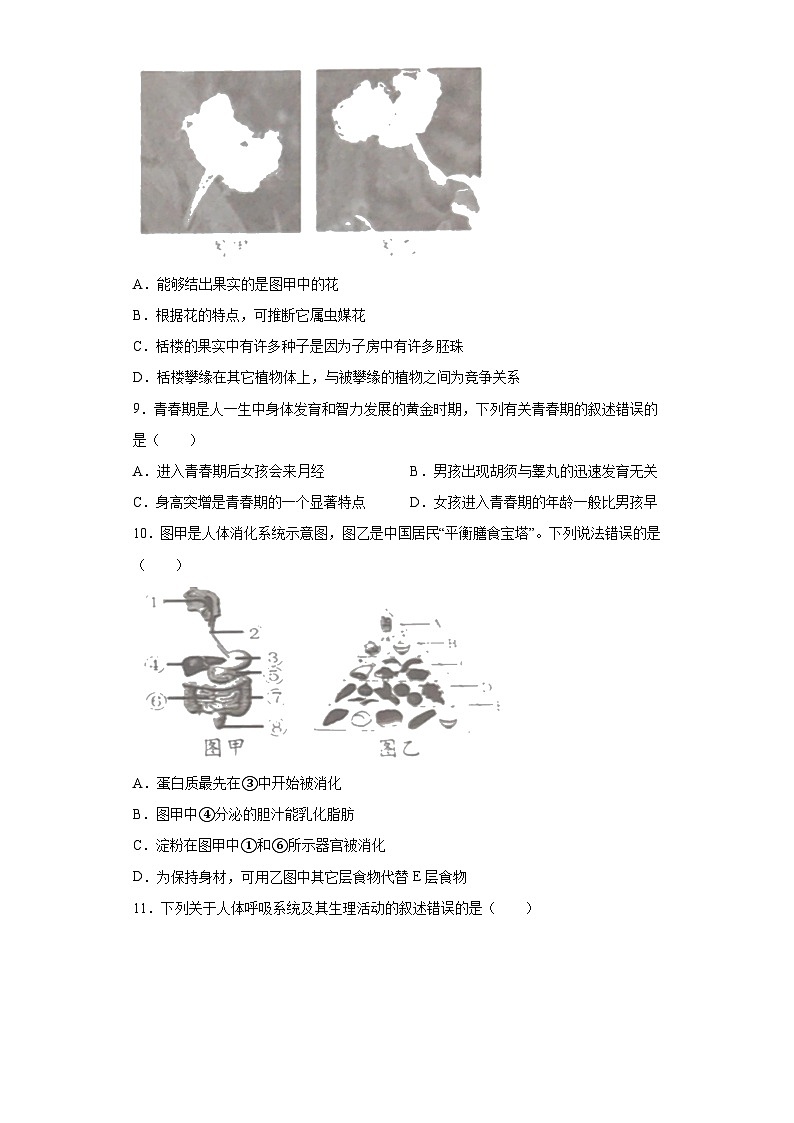 2023年湖南益阳中考生物真题（含解析）03