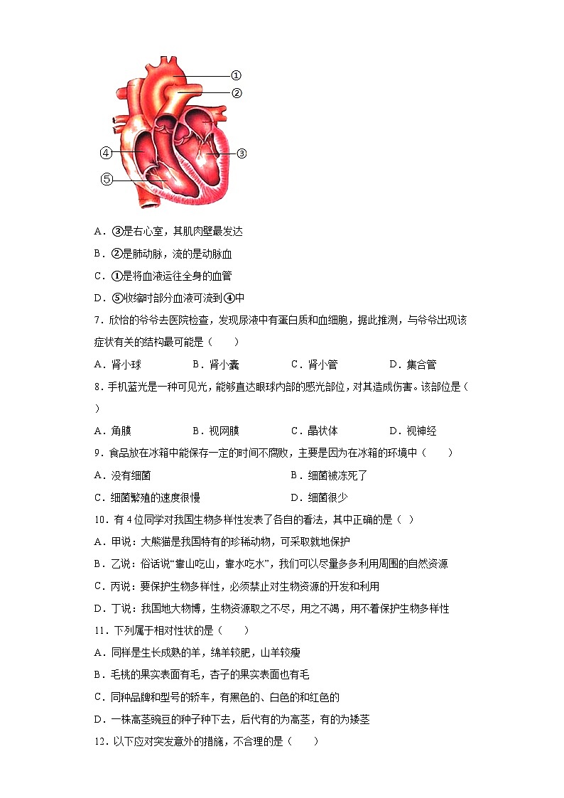 2023年甘肃省定西市临洮县中考一模生物试题（含解析）第2页