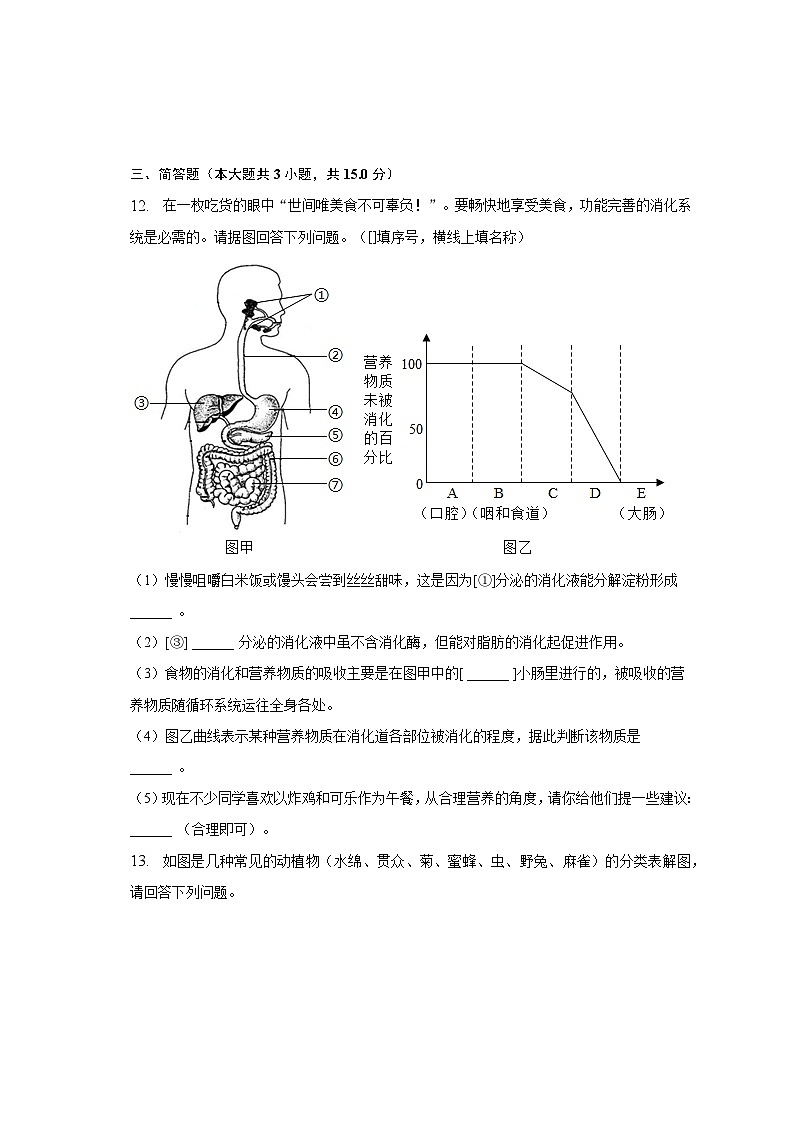 2023年安徽省淮南市凤台县中考生物一模试卷（含解析）03