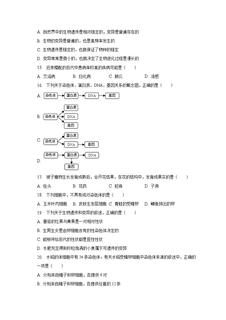 2023年吉林省松原市宁江区中考生物三模试卷（含解析）03