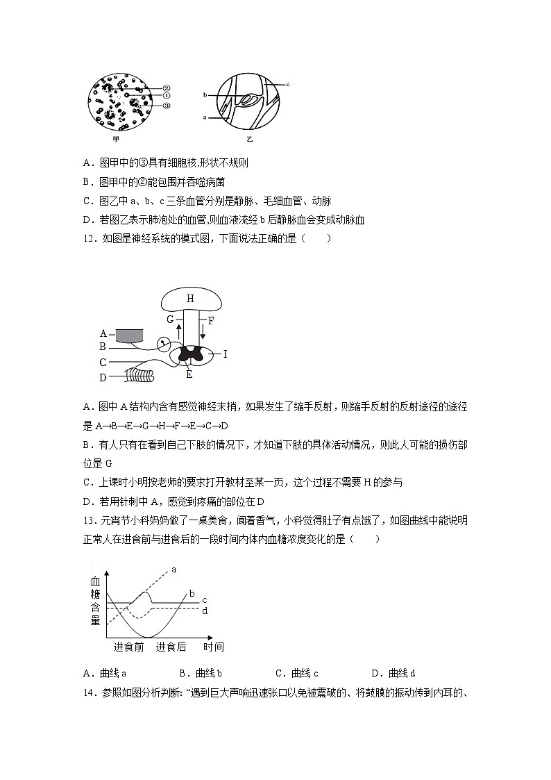 卷07-【押题演练】备战2023年中考生物全真模拟押题卷（北京卷）（原卷版）03