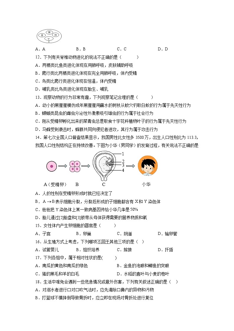 卷09-【押题演练】备战2023年中考生物全真模拟押题卷（北京卷）（试卷版）03