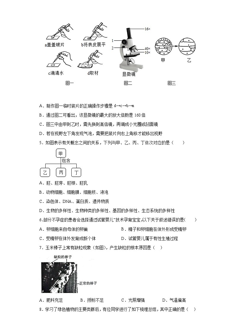 2023年广东省广州市南沙区中考二模生物试题（含答案）02