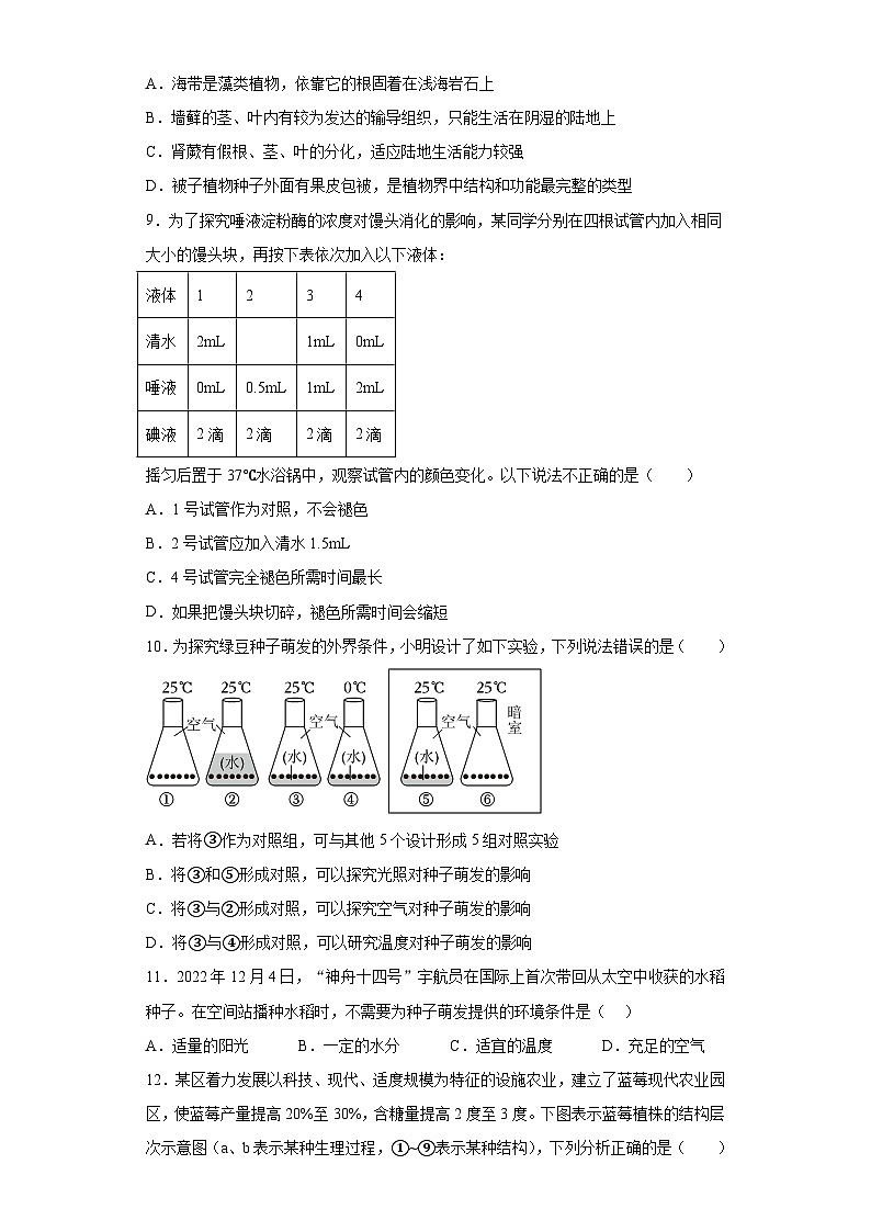 2023年广东省广州市南沙区中考二模生物试题（含答案）03
