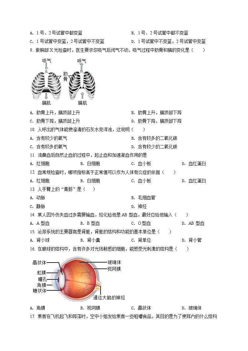 精品解析：天津市滨海新区2022-2023学年七年级下学期期末生物试题02