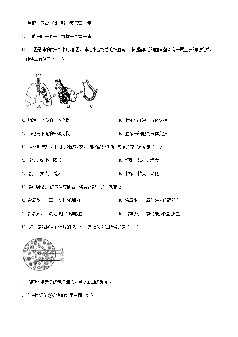 天津市河西区2022-2023学年七年级下学期期末生物试题03
