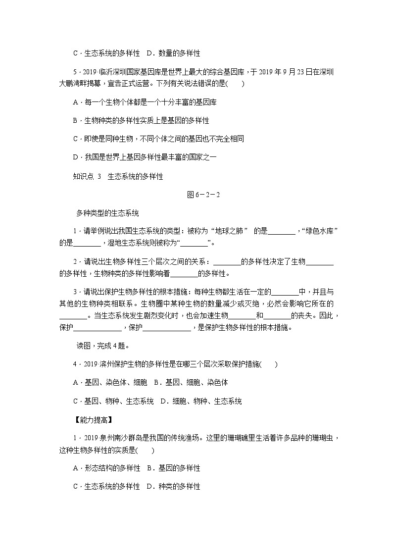 人教版八年级生物上册同步练习：第六单元 第二章　认识生物的多样性03