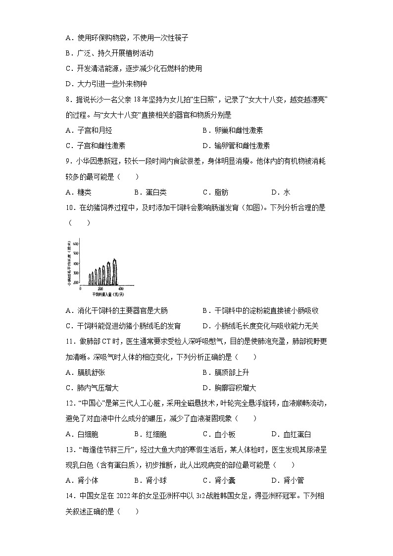 2023年湖南省长沙市岳麓区湖南师大附中博才实验中学三模生物试题（含答案）02