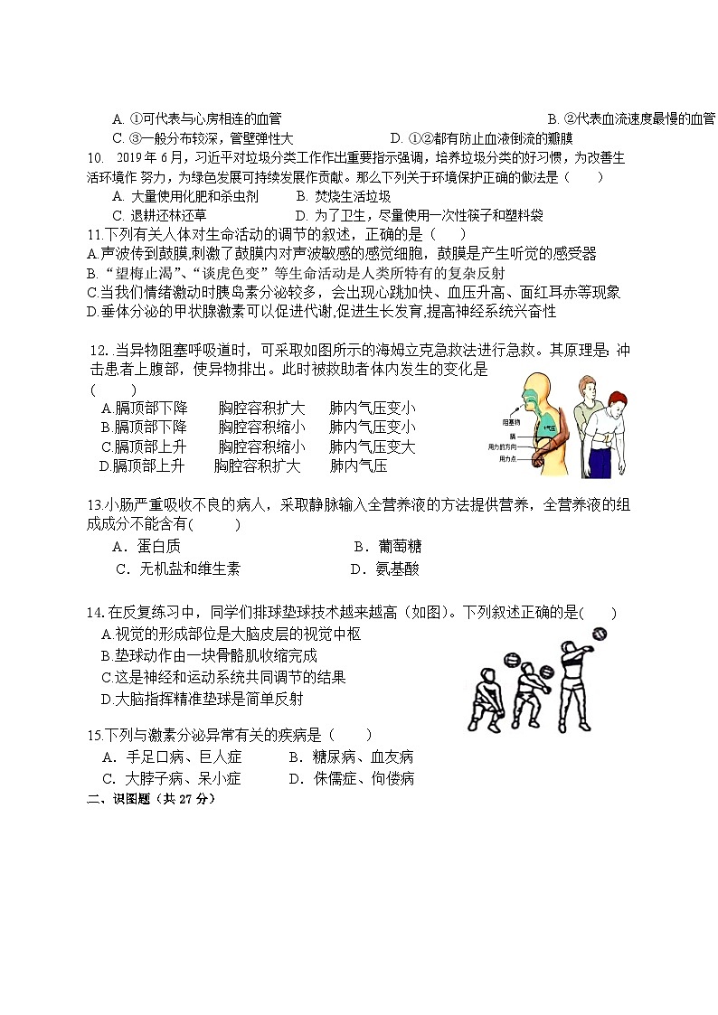 湖北省襄阳市襄州区双沟镇中心学校2022-2023学年七年级下学期期末生物试题第2页