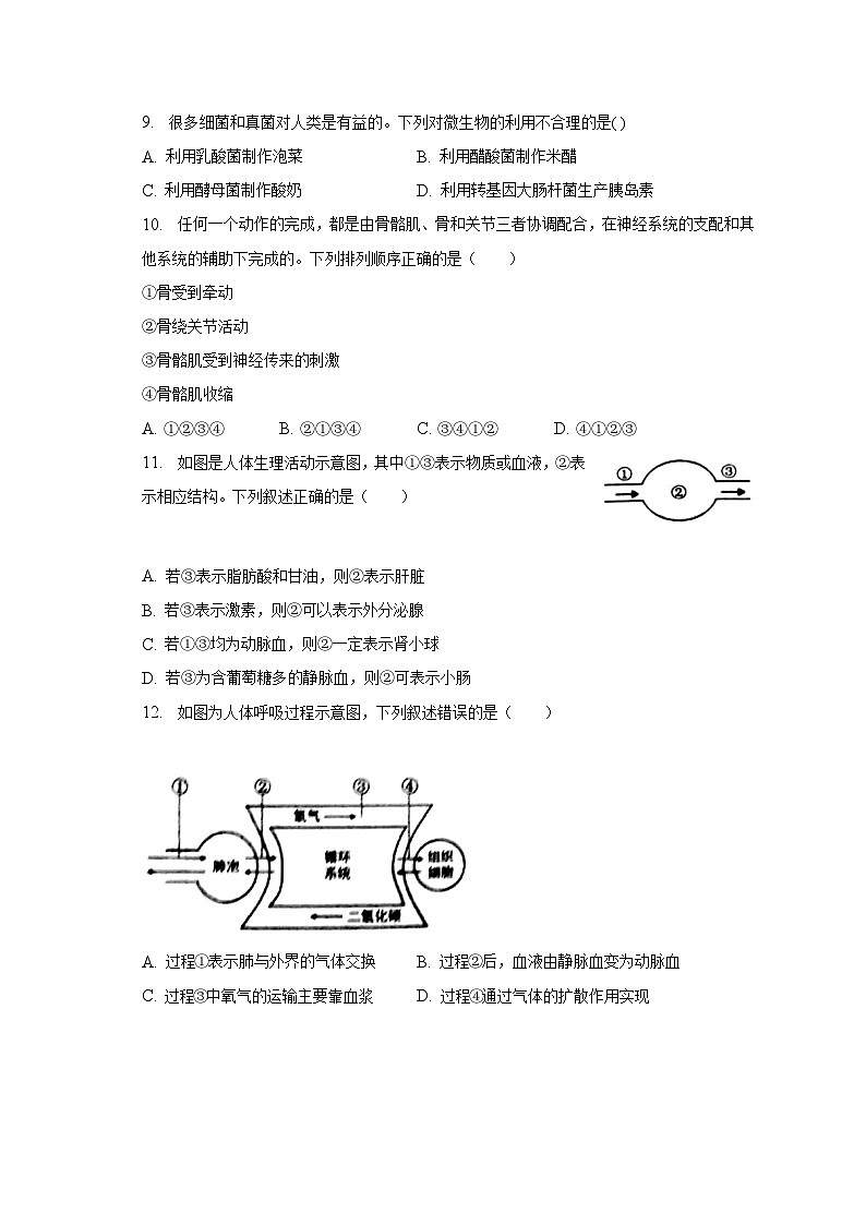 2023年山东省菏泽市单县中考生物二模试卷（含解析）03