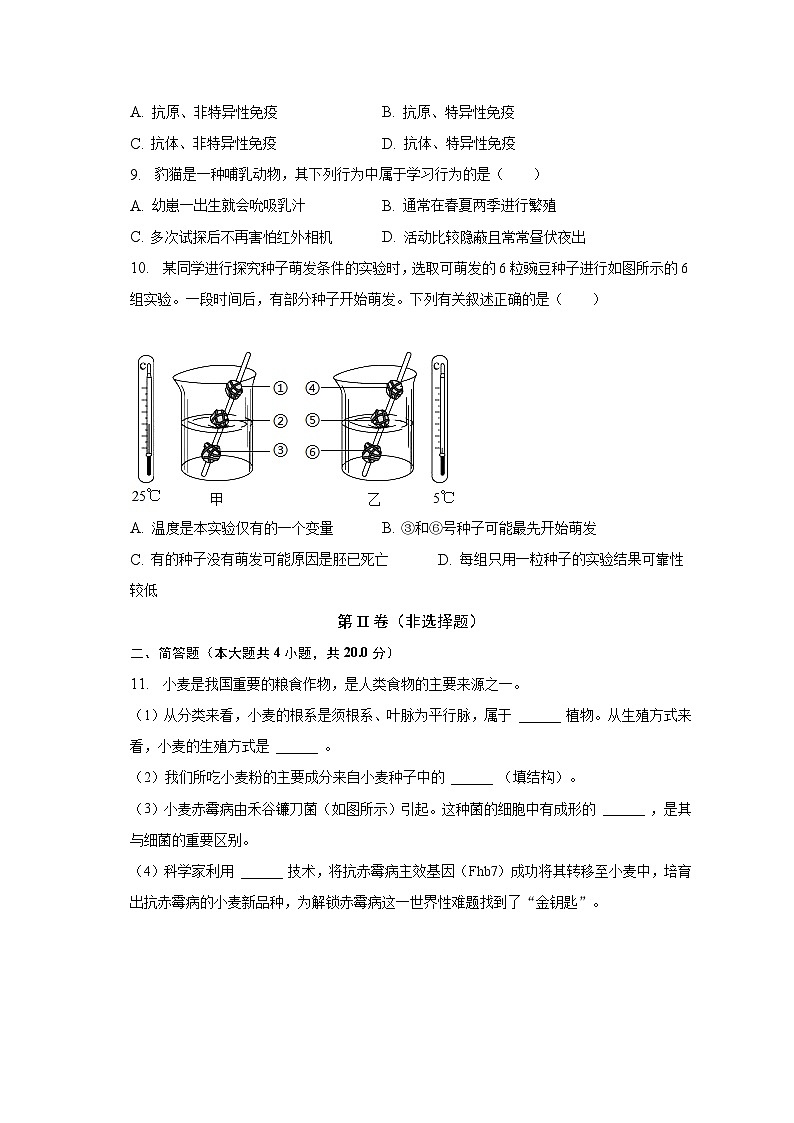 2023年安徽省蚌埠市中考生物一模试卷（含解析）03