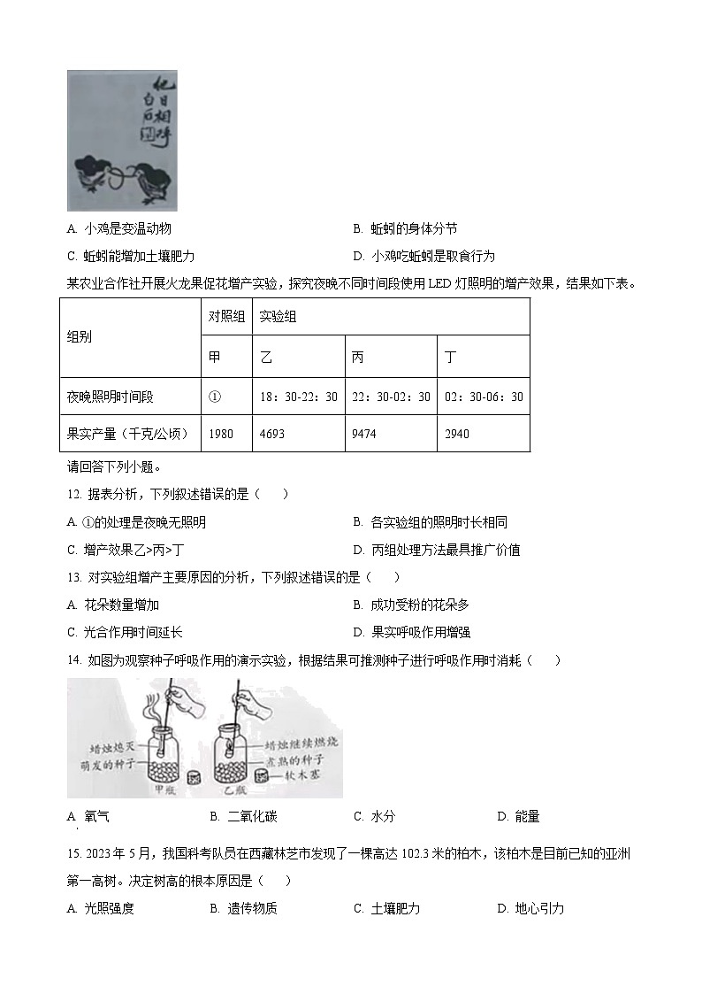 2023年广东省中考生物真题第3页