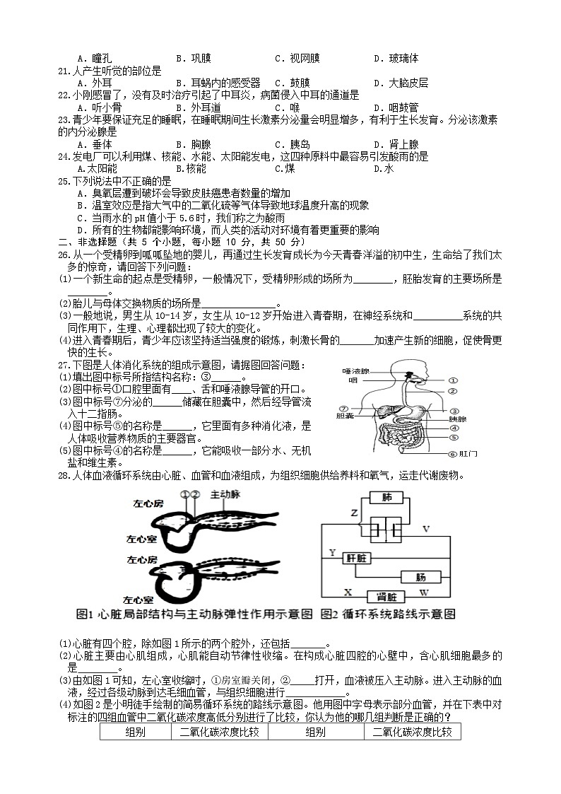 湖南省常德市汉寿县2022-2023学年七年级下学期期末考试生物试题（含答案）03