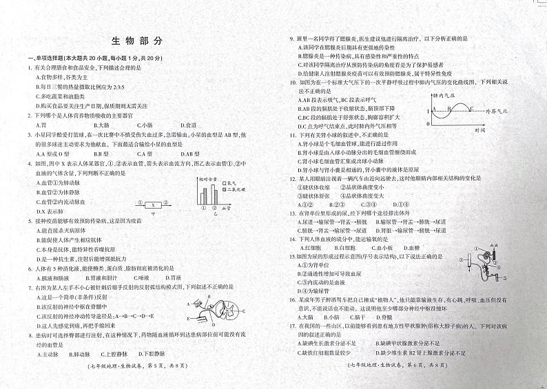 江西省吉安市遂川县2022-2023学年七年级下学期期末生物试卷01
