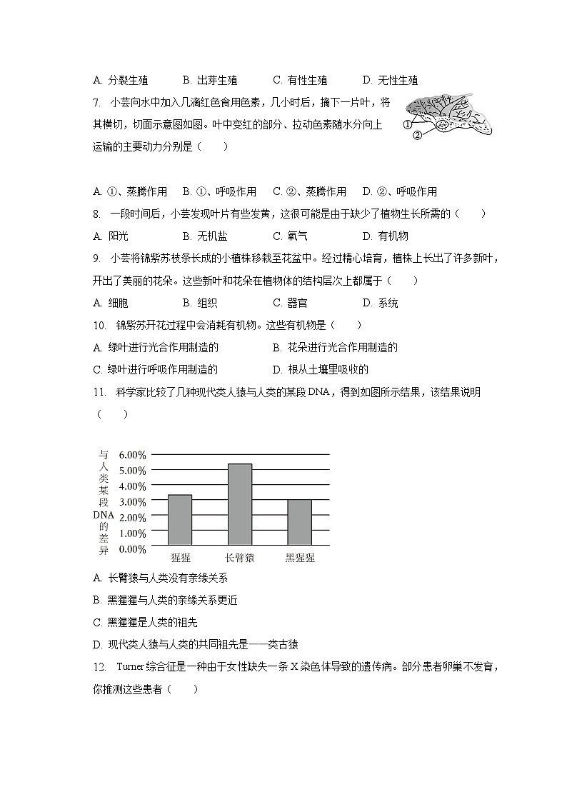 2023年山西省阳泉市中考生物试卷（含解析）02