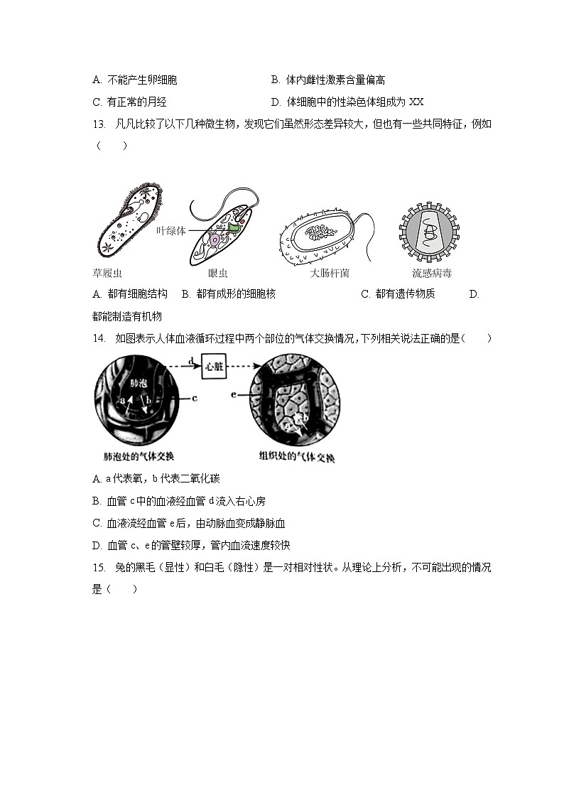 2023年山西省阳泉市中考生物试卷（含解析）03