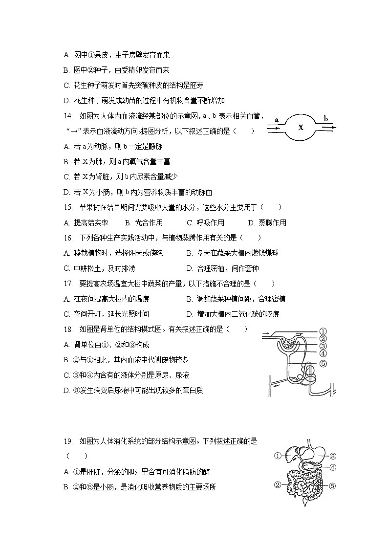 2023年江西省新余五中中考生物三模试卷（含解析）03