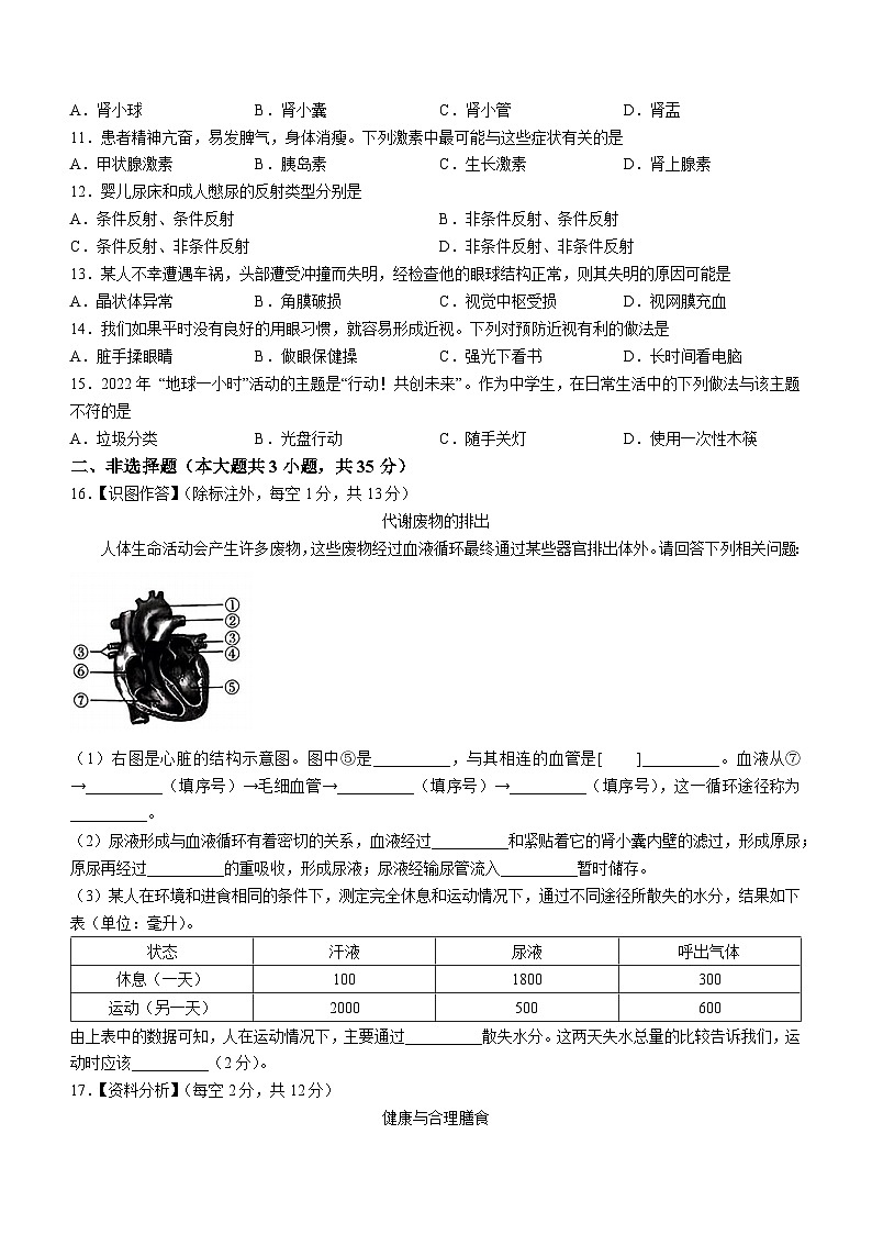 山西省长治市第六中学校2022-2023学年七年级下学期期末生物试题（含答案）第2页